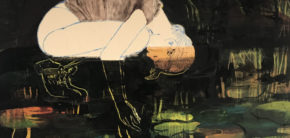 Untitled, 2019, Oil and Acrylic on Canvas, 160x140cm – Artist talk med Mie Mørkeberg på Kunsthøjskolen I Holbæk 31. oktober 2019 kl. 20.00